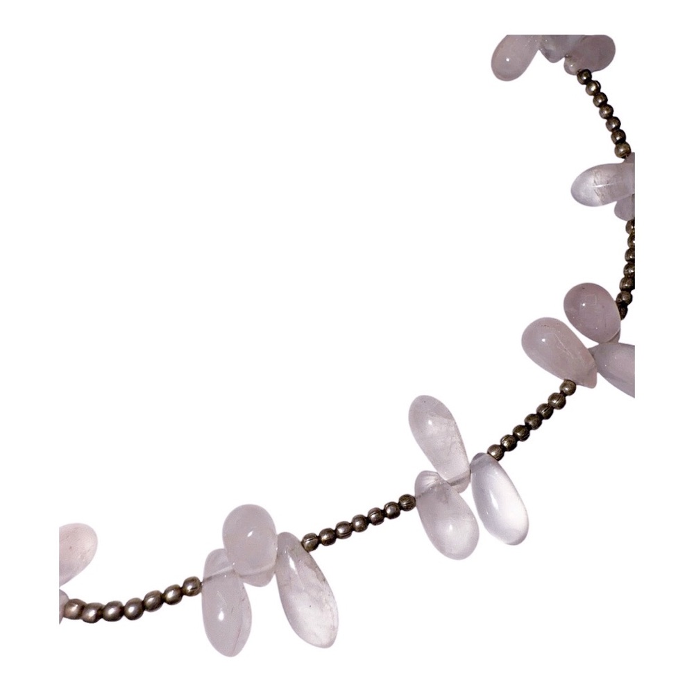Silvertone & Rose Quartz Beaded Necklace - Picture 3 of 8